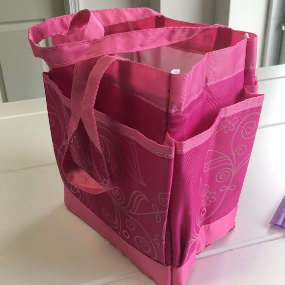 Pink Gardening Tote with Pi Beta Phi blue letters - Picture 4 of 6